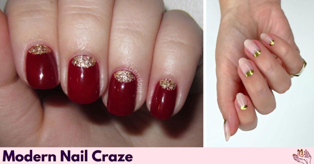 Gold Half Moon Nails