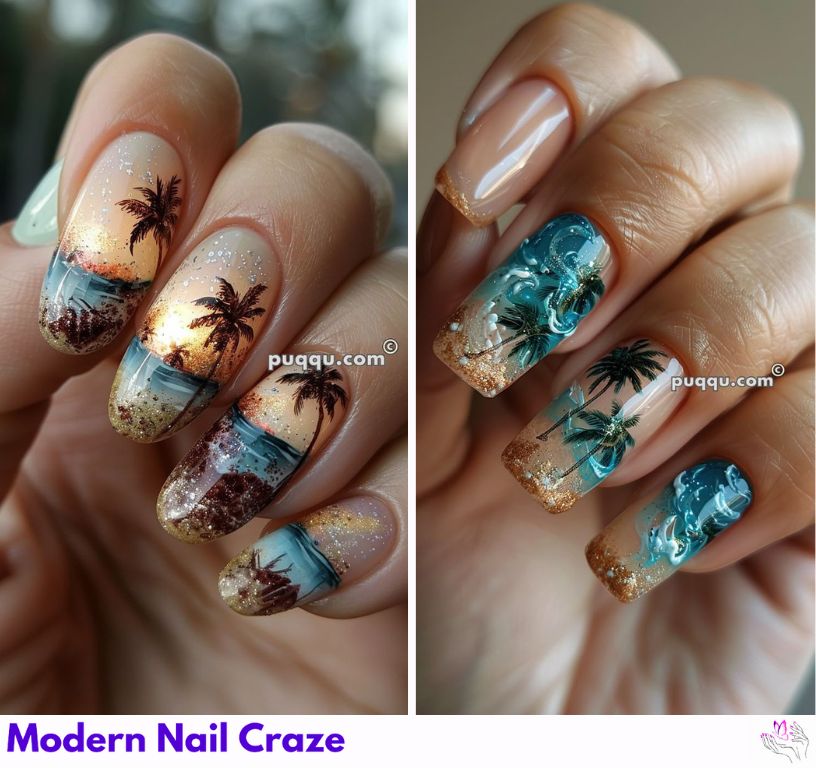 Turquoise acrylic mermaid nails for a carefree summer look.