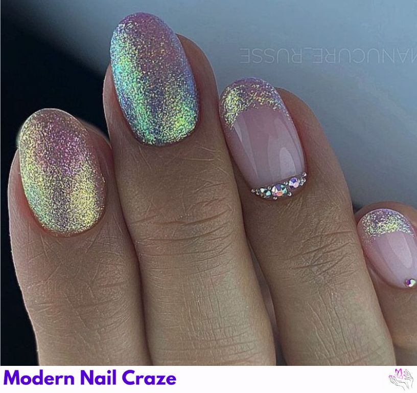 Glittering gradient mermaid nails with a deep blue frosted effect.