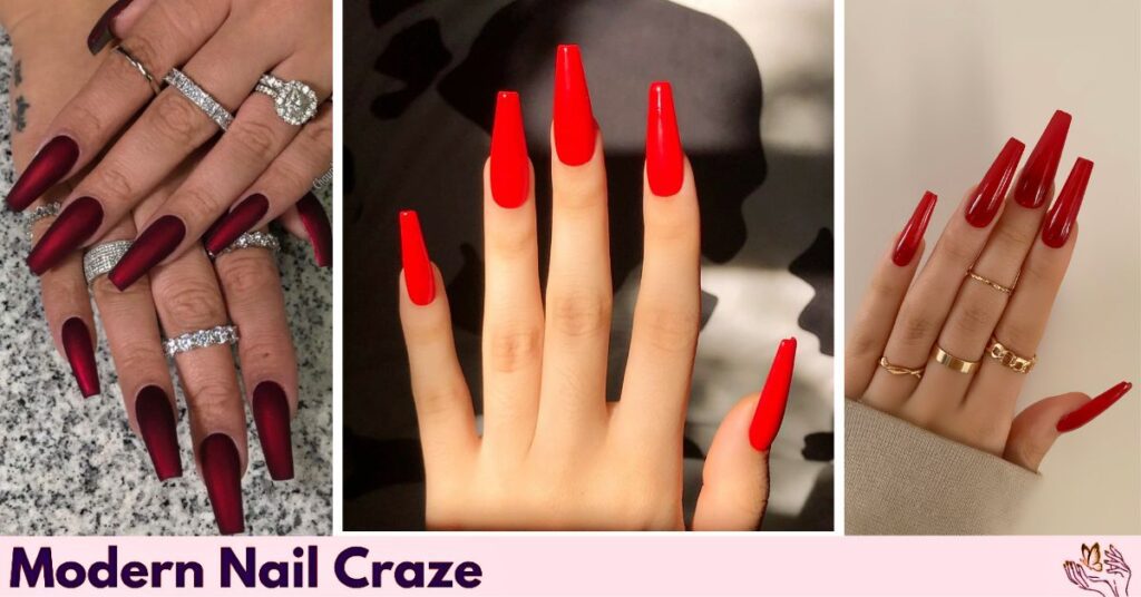 Red Coffin Nail Designs 2025