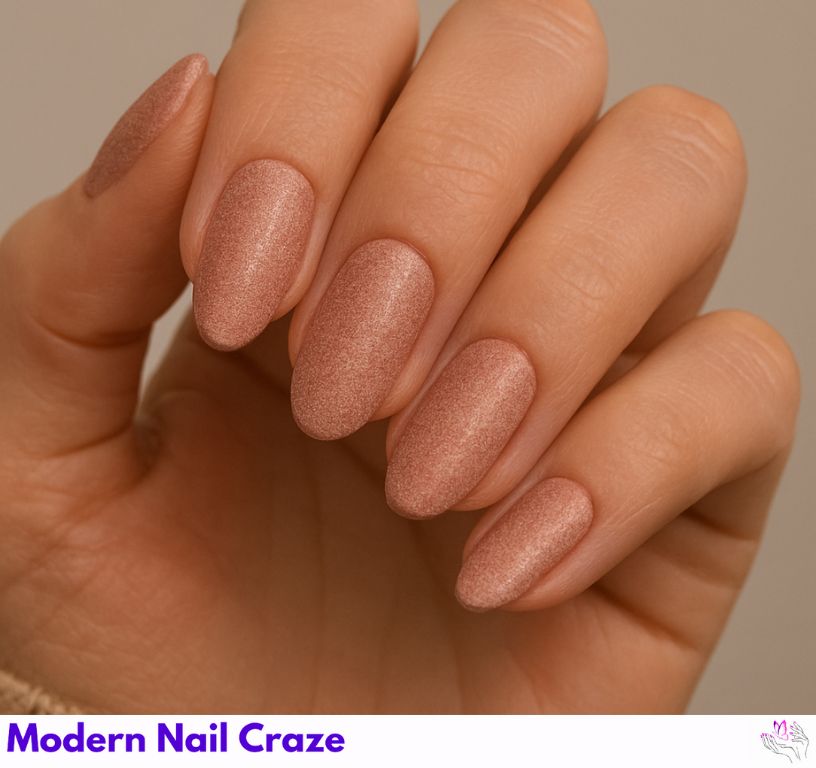 Rose gold metallic velvet nails for parties