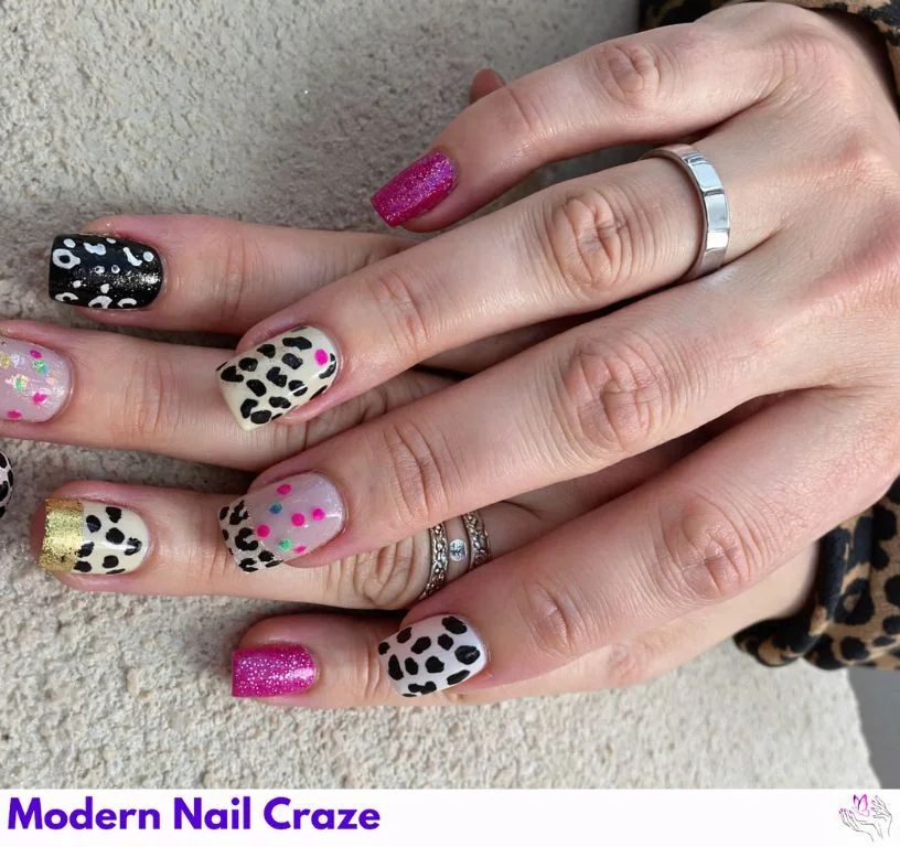 Bold leopard print press-on nails in rich browns and gold tones, perfect for adding fierce flair to casual or formal looks.