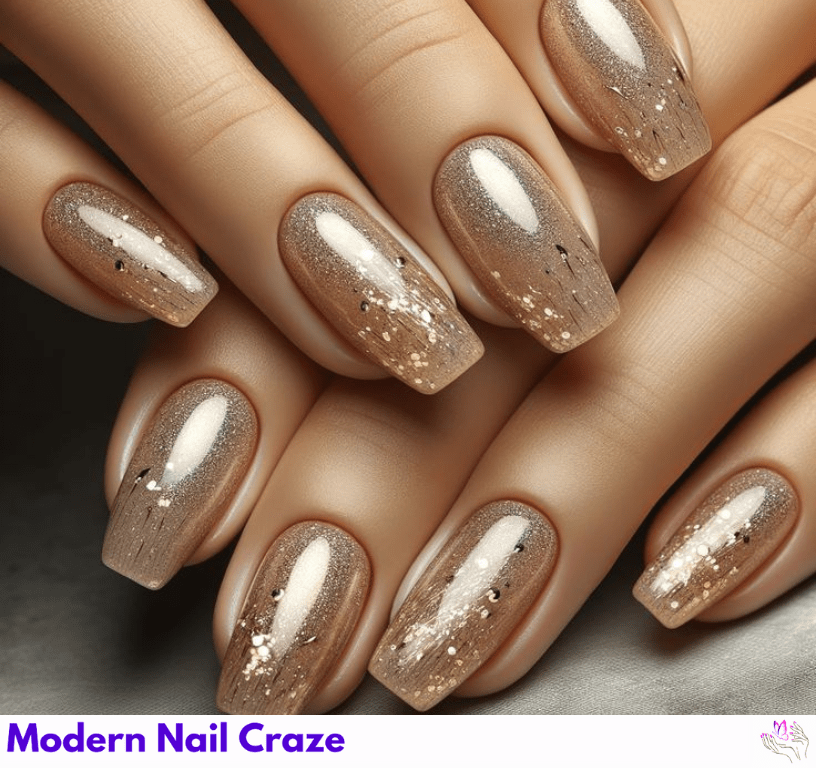 Armadillo Nail Print with Shimmer Design.