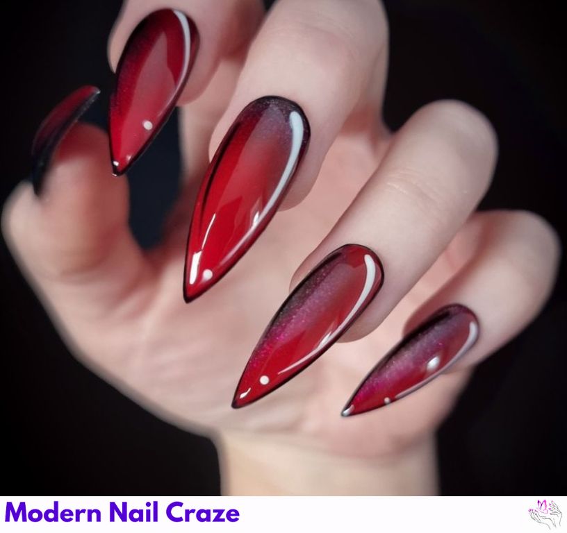 Cartoon Black and Red Nail Art