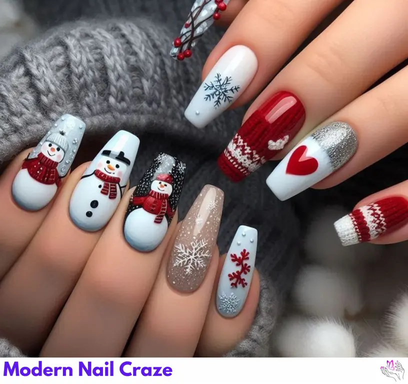 Christmas Penguin Accent Nail