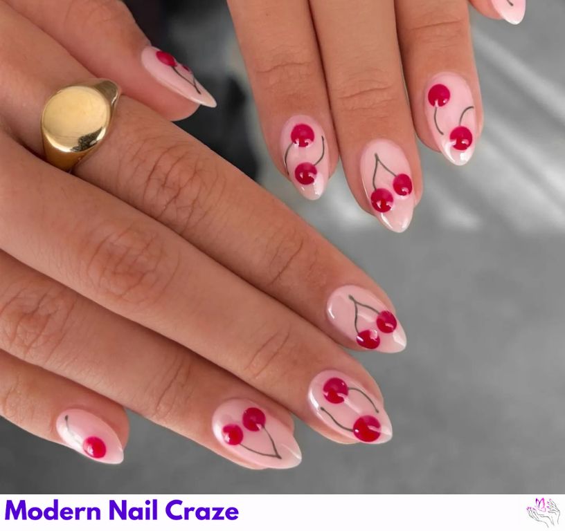 Cute 3D Cherry Nails