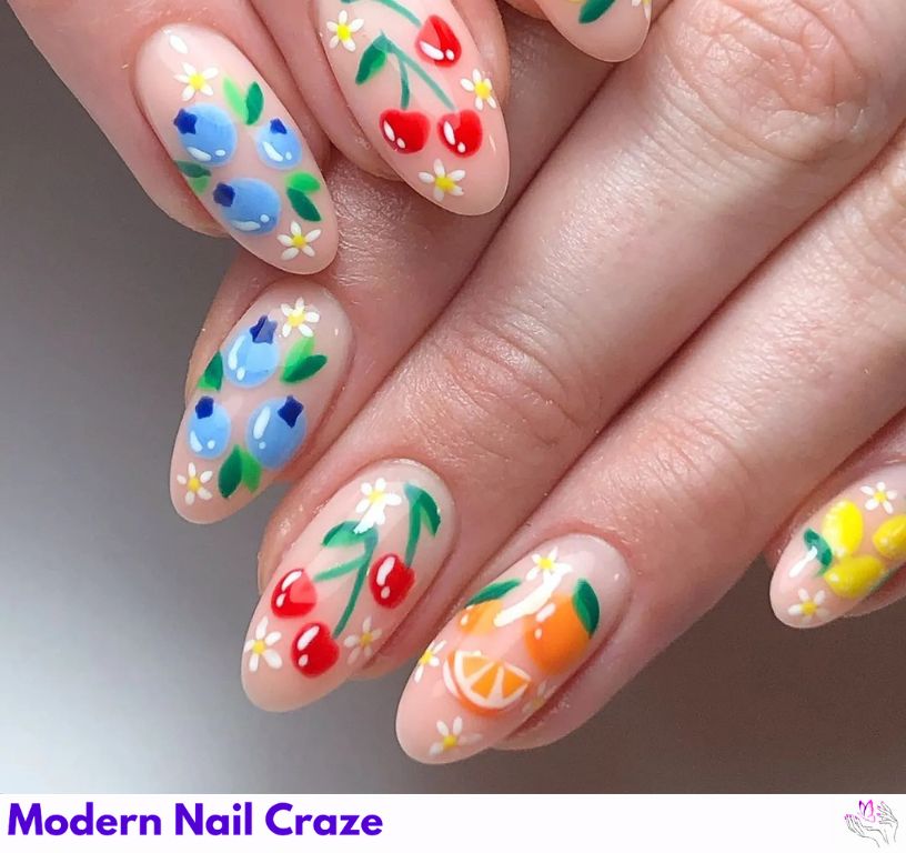 Cute Fruit Inspired Manicure