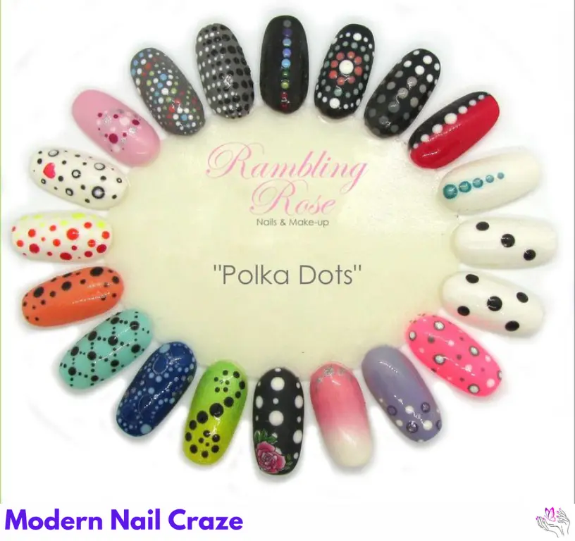 Playful and whimsical nail design with varying size polka dots for a fun, artistic touch.