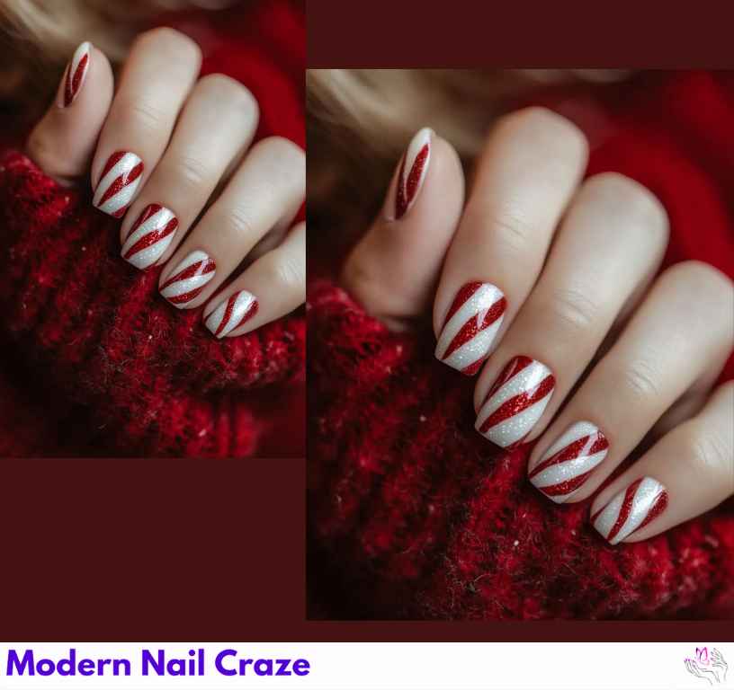 Easy Candy Cane Christmas Nails