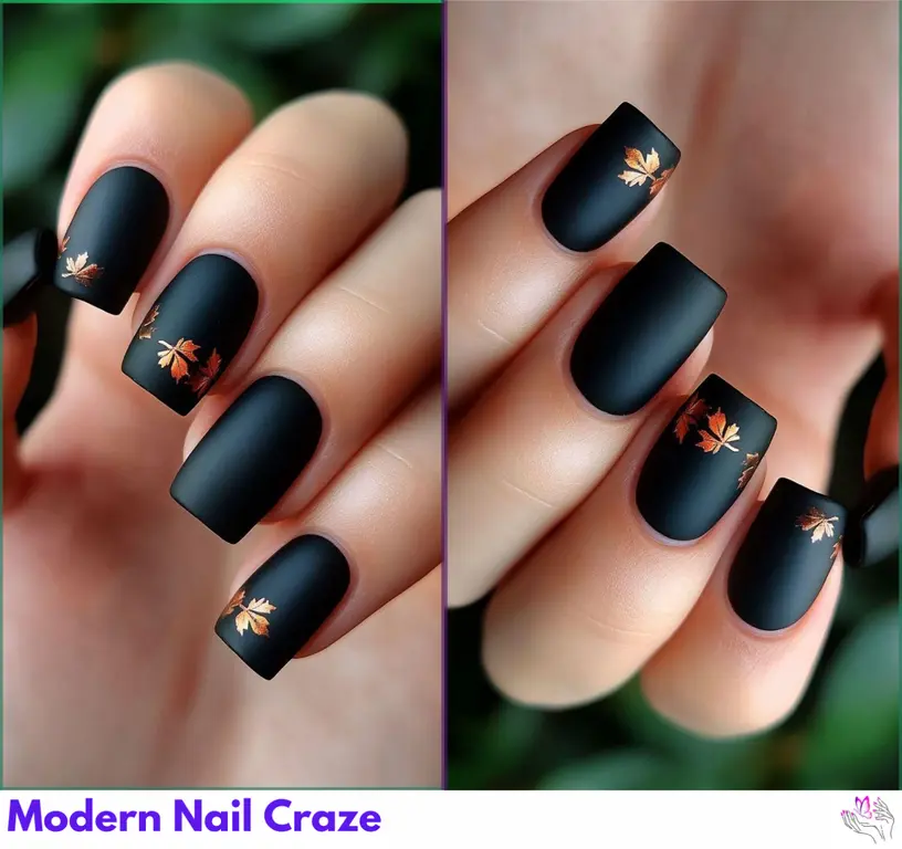 Chic and bold fall black nails, are perfect for adding a dramatic touch to any autumn outfit.