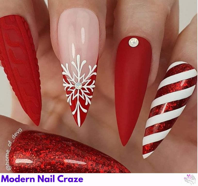 Festive Stiletto Christmas Nails