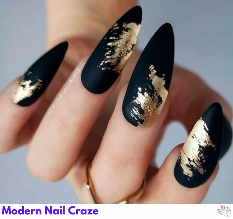 Bold foil nails featuring metallic accents, creating a luxurious and standout nail design.