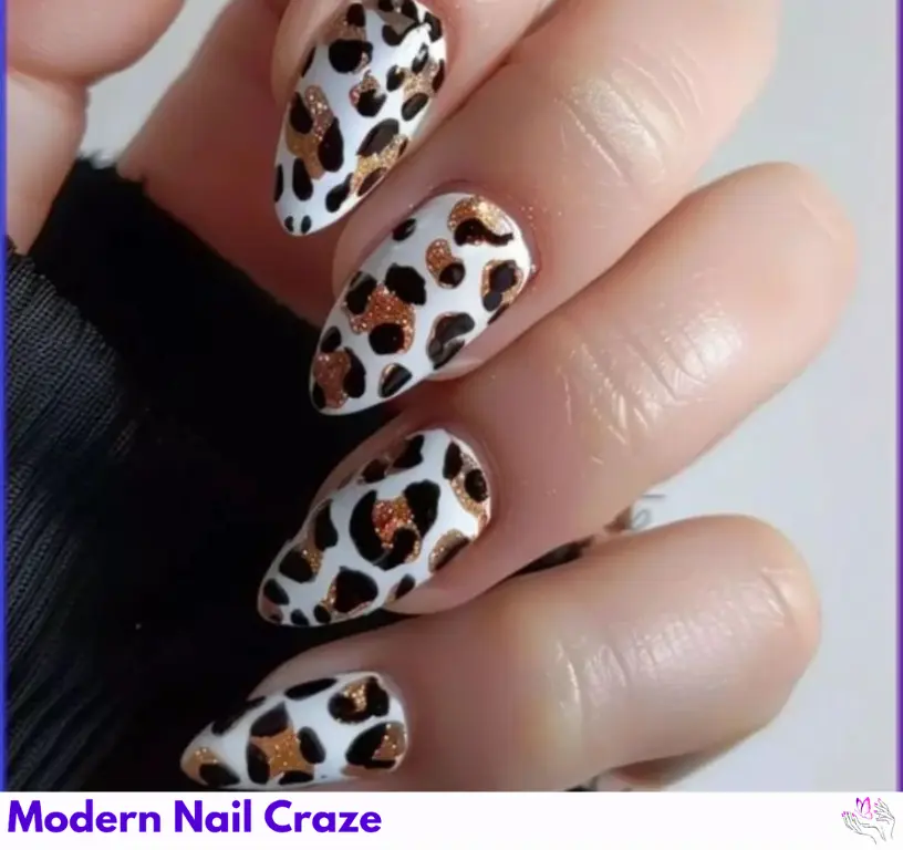 DIY leopard stripes on nails, with fine-lining brush details over a neutral base for a bold statement look.