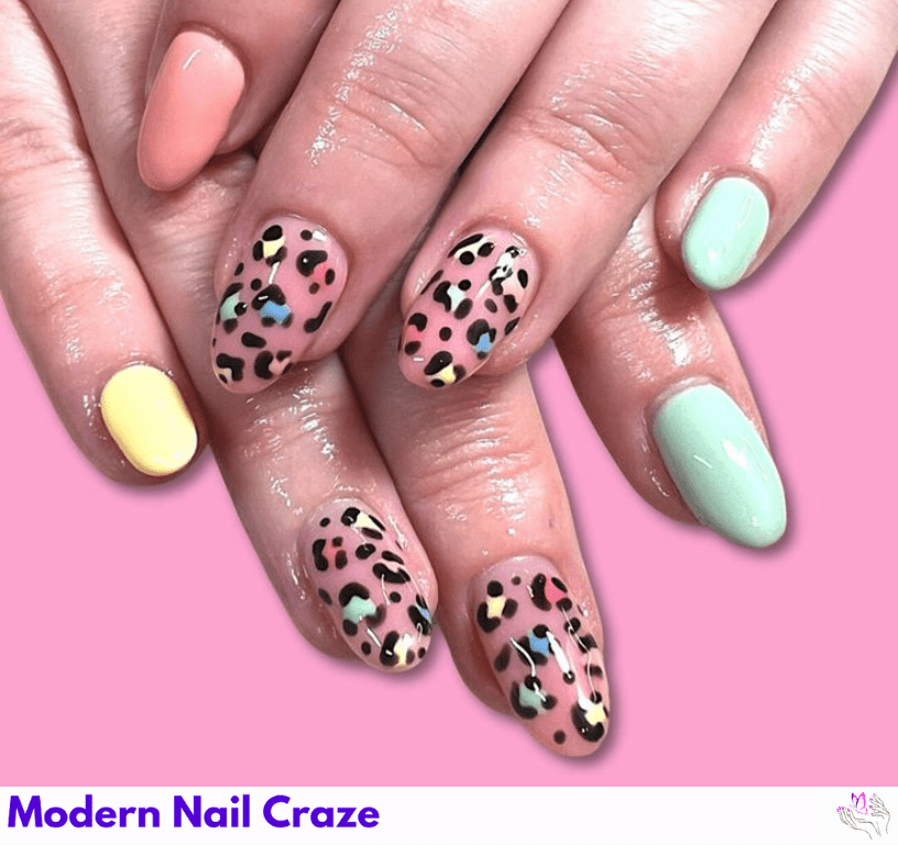 Pastel Leopard Print Nails