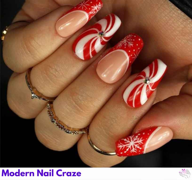 Peppermint Candy Acrylic Nails