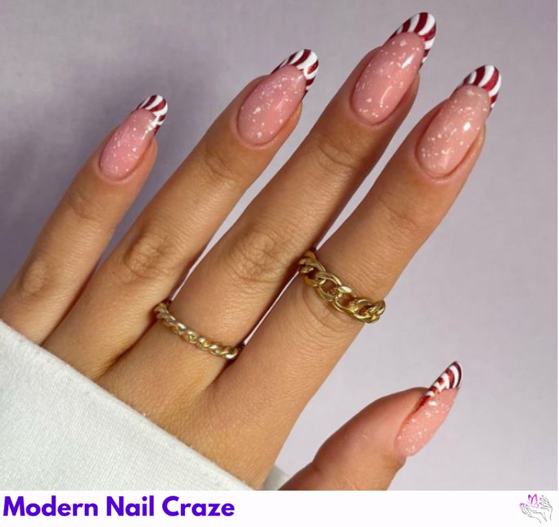 Red and White Holiday Nails
