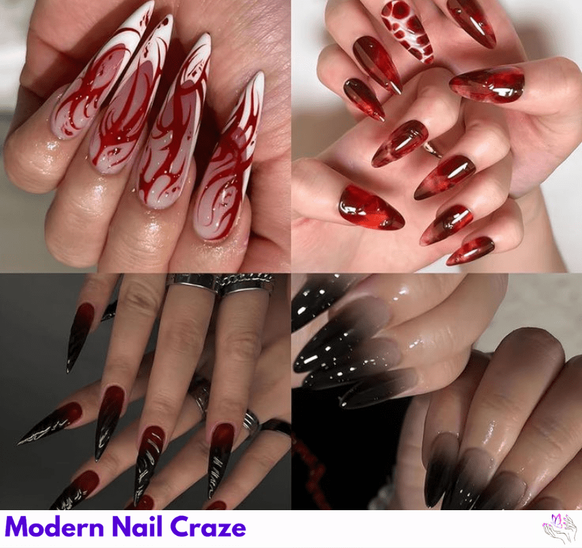 Ruby Red Halloween Nail Designs.