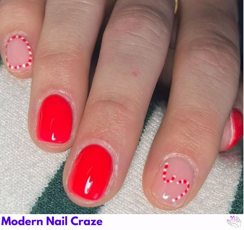 Simple Red and White Christmas Nails