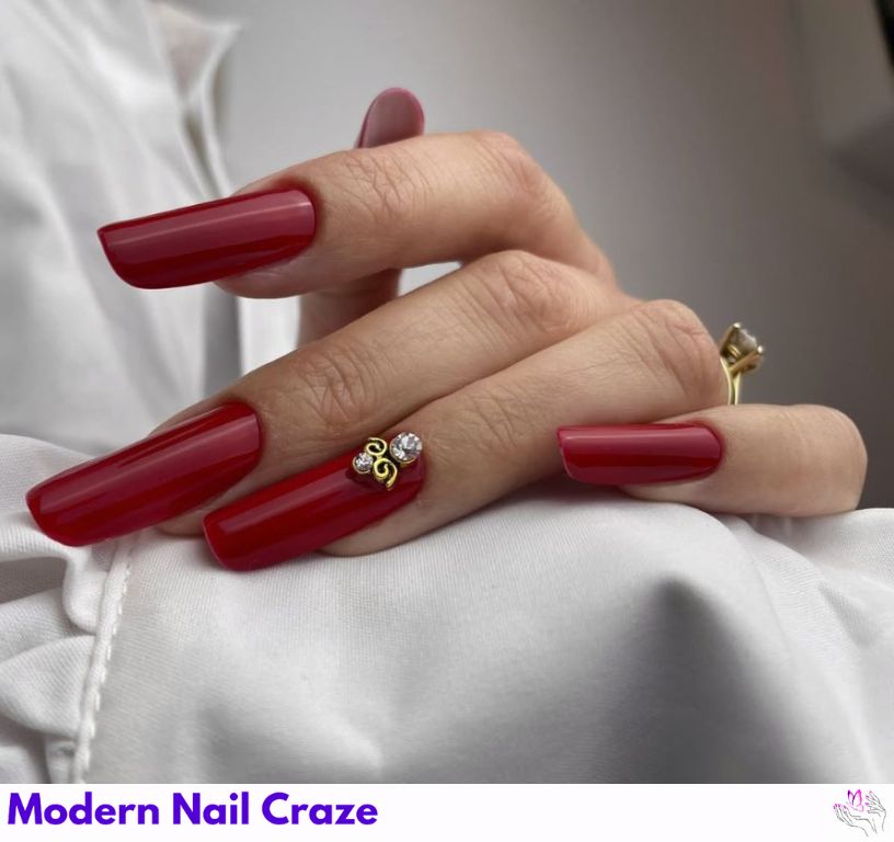 Slim Cherry Red Nails