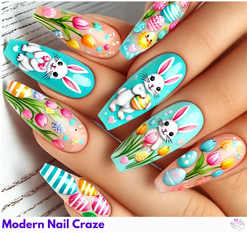 Spring Easter Bunny Nails