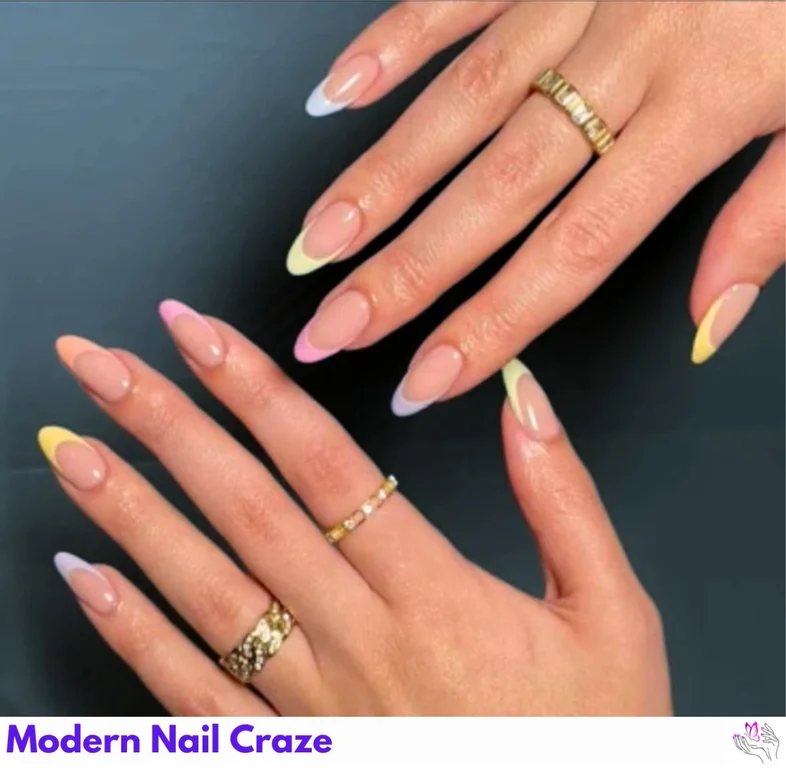 Spring French Tips with floral accents, blending classic French style with playful spring-themed designs.