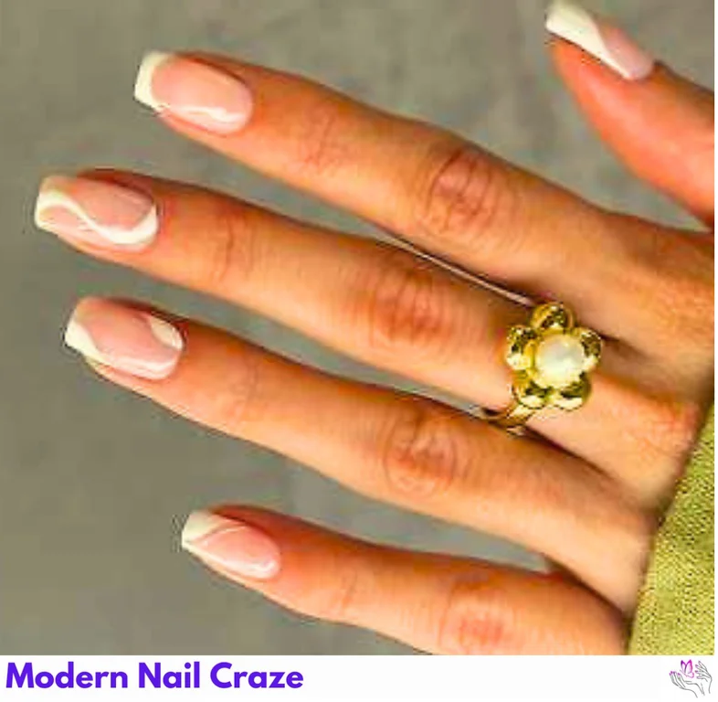 Square French Nails modernizing the classic French manicure with a clean, sharp shape and creative edge.