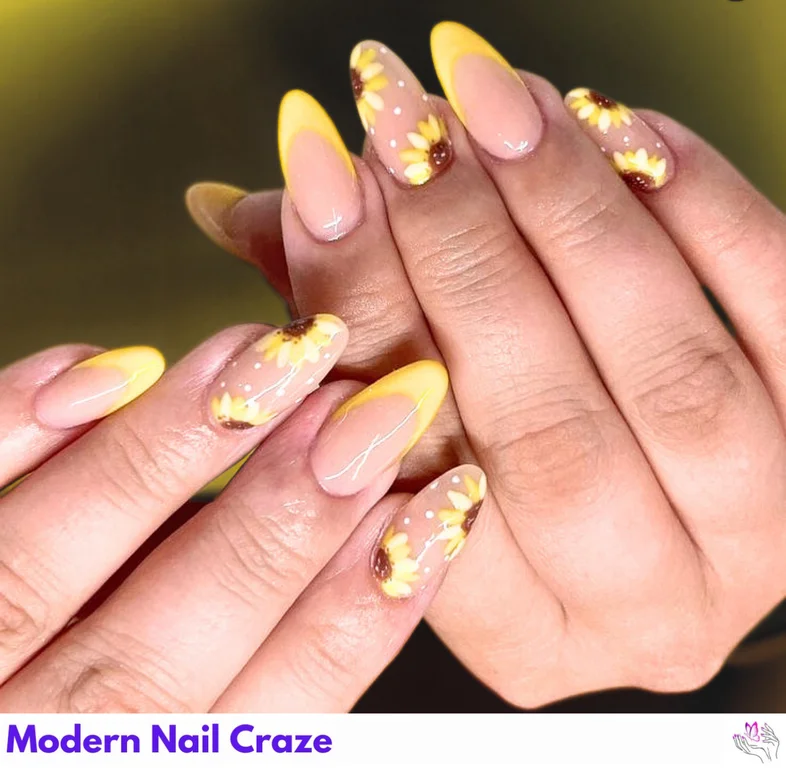 Summer Yellow Mix Nails with ombre effects, butterfly art, and cheerful yellow shades, perfect for spring and summer.