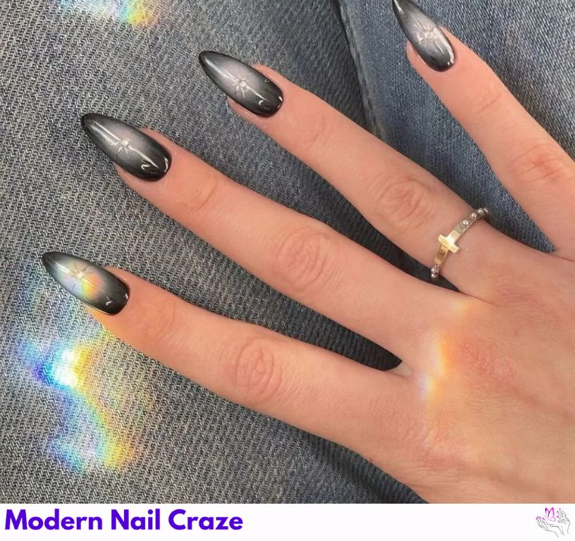 Aura Effect gray nail design