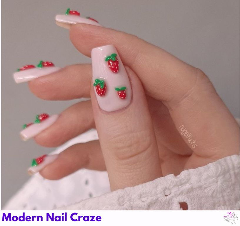 Bedazzled Strawberry Nail Designs – Rhinestones & Sparkle