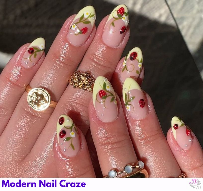 Daisy Strawberry Nail Designs – Sweet & Sunny Touch