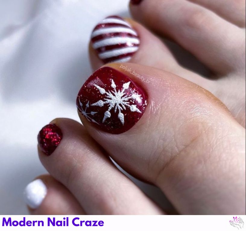 Cozy gingerbread nails with festive silver accents.