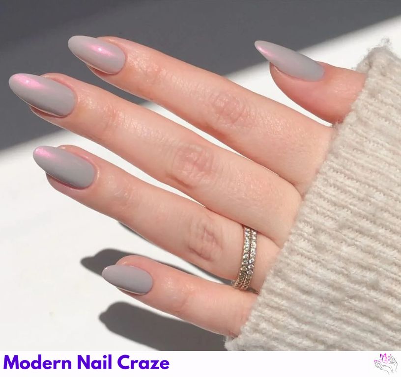 Gray & Pink Nails