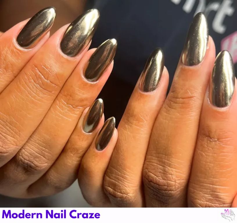 Gunmetal Chrome: Sleek gunmetal nails with bold metallic depth.