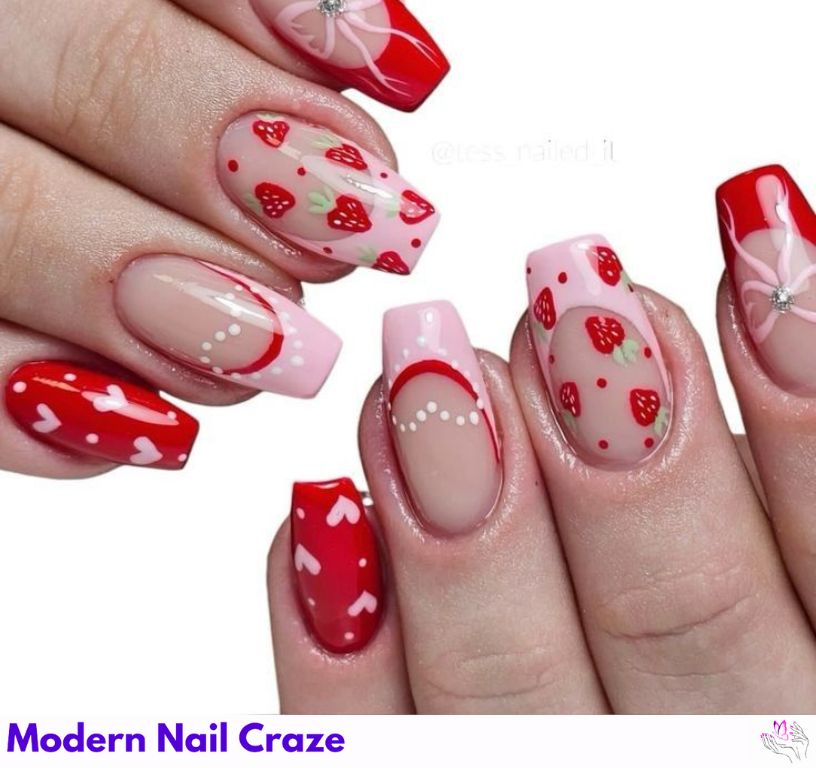 Heart Strawberry Nail Designs – Romantic Vibes