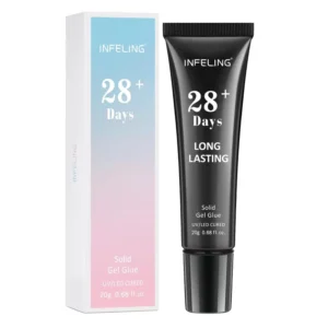 Solid gel glue for long-lasting nail extensions and tips.