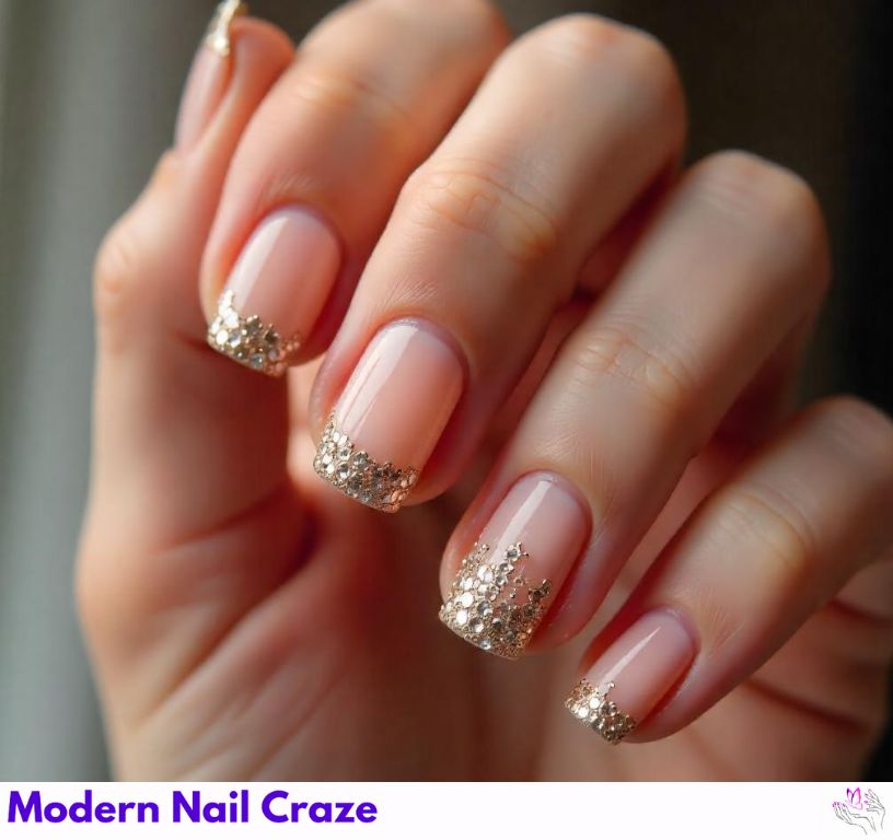 Elegant rhinestone nails for polished, professional looks.