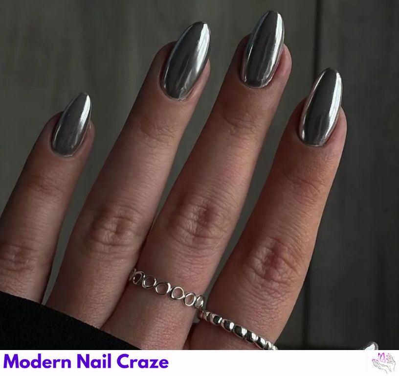 Silver Chrome nail designs