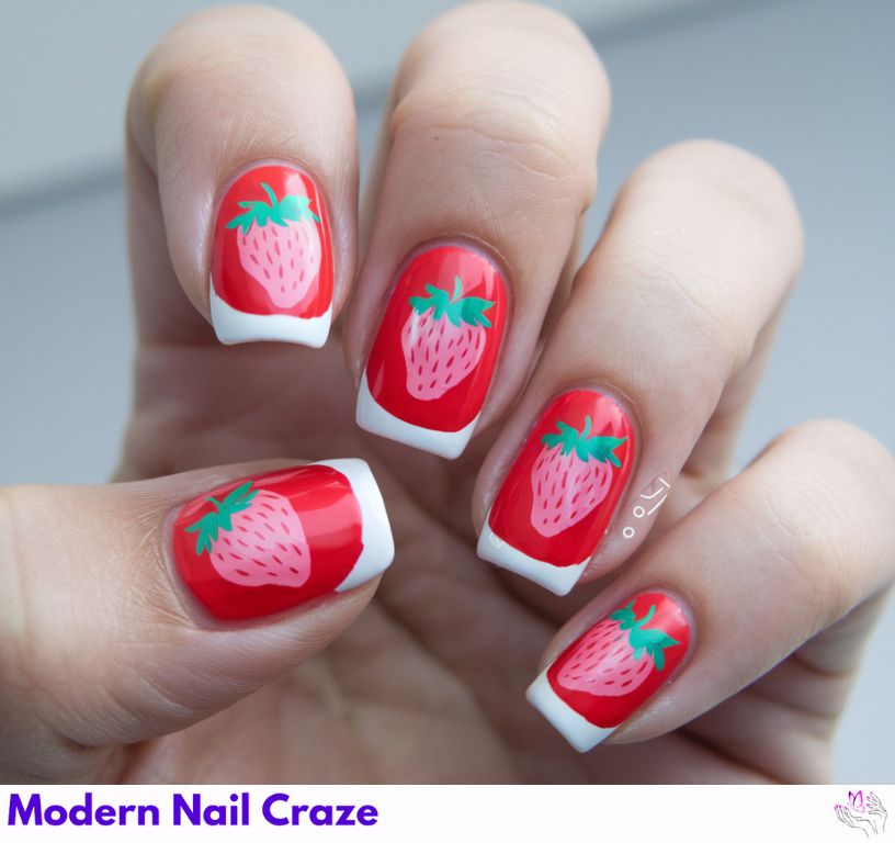 Simple Strawberry Nails