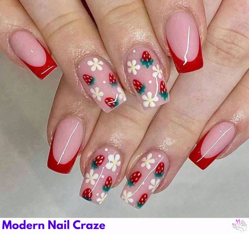 Square Strawberry Nail Designs – Clean Cut & Chic