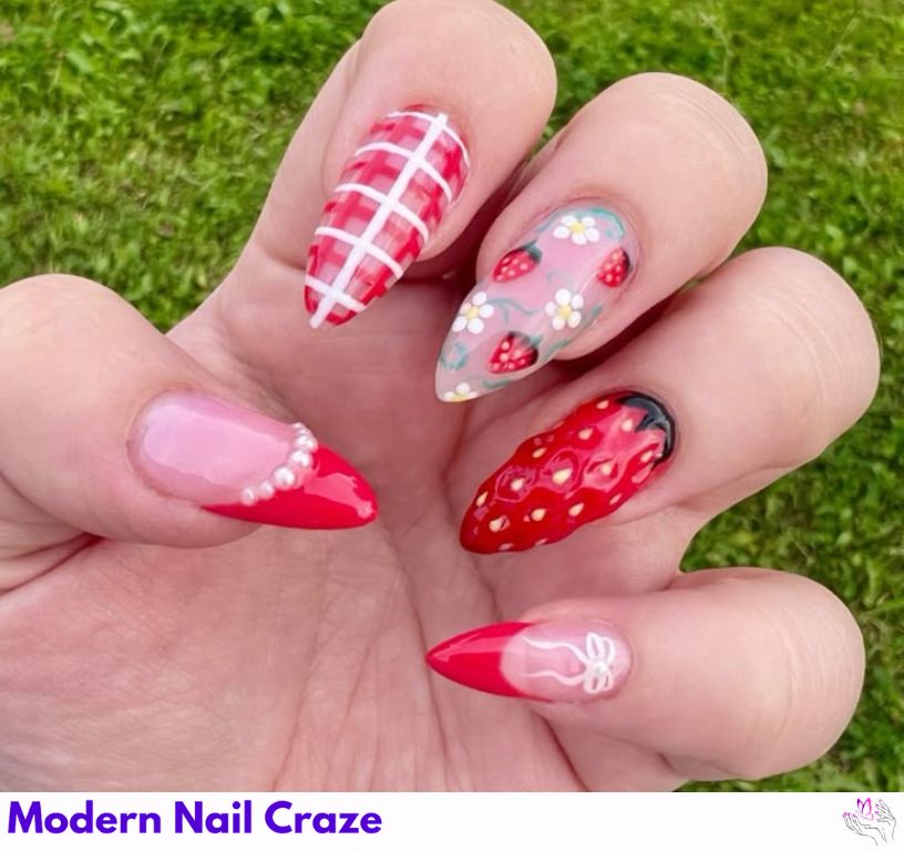 Starry Strawberry Nail Designs – Celestial Aesthetic