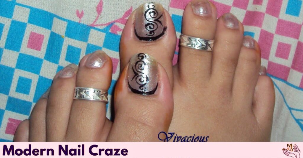 Silver Foil Toenail Art