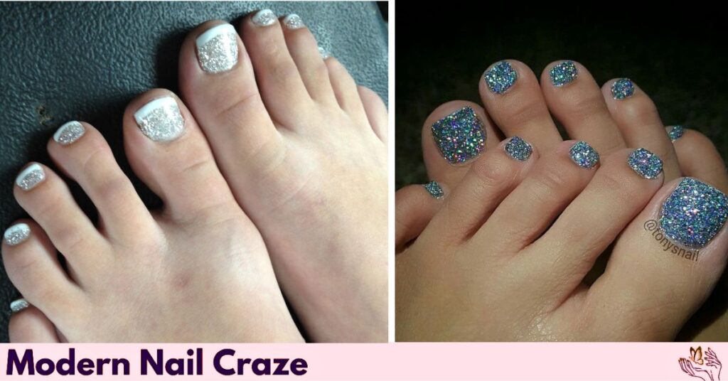 Silver Glitter Ombre Toenails