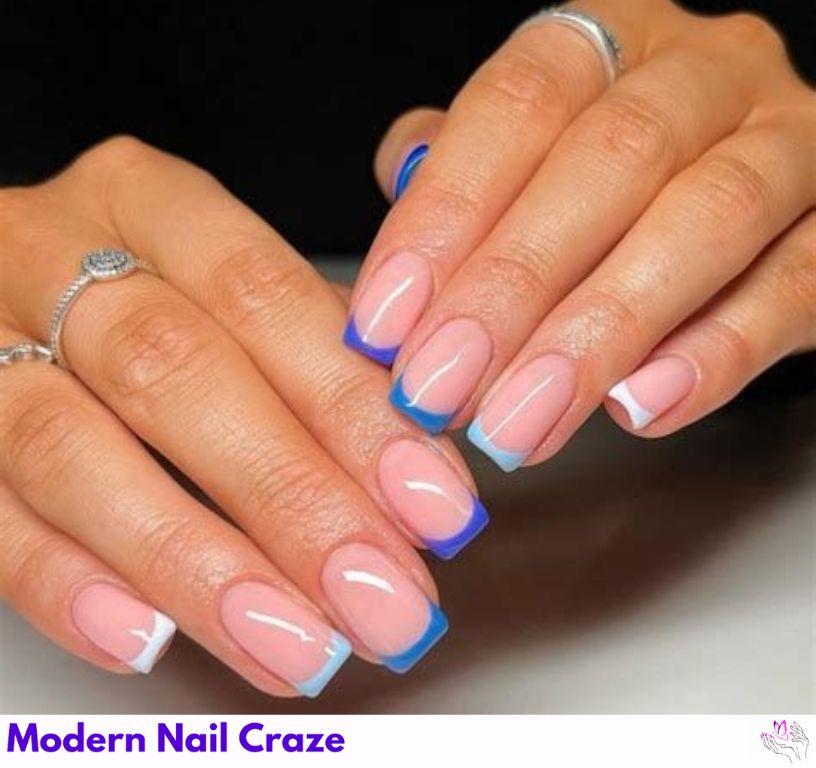 Blue French Tip Acrylic Nails