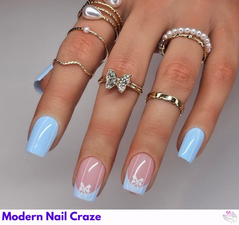 Blue French Tip Press-On Nails