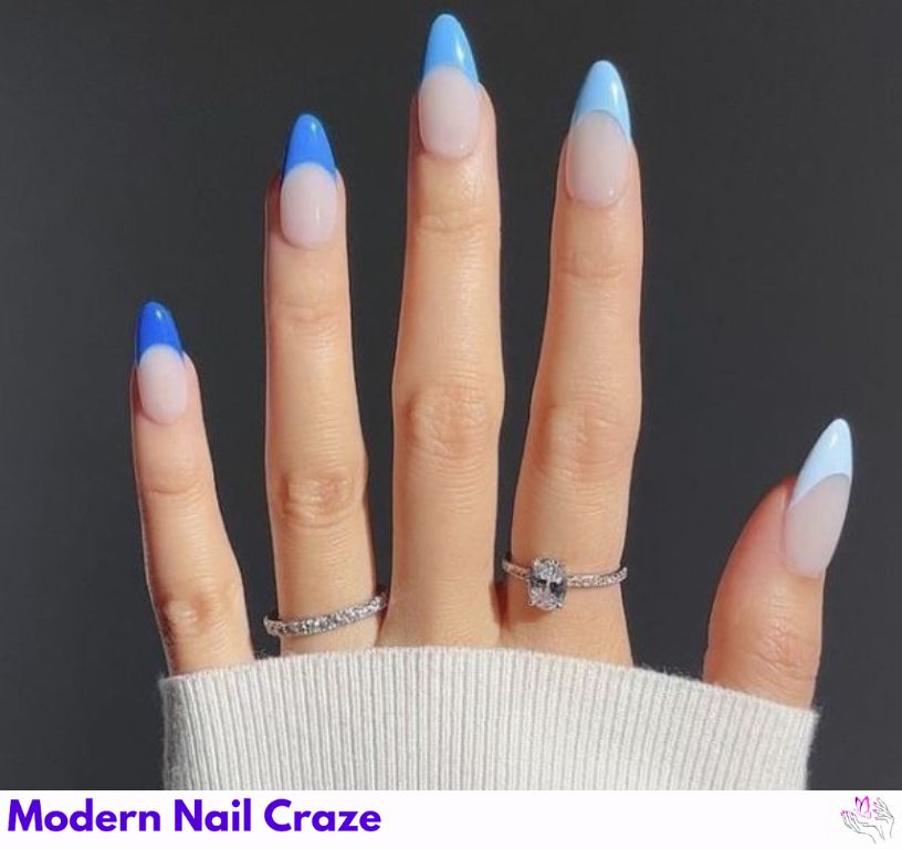 Soft sky blue French nails with a fresh and airy vibe.
