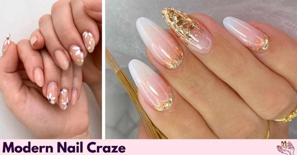 Glittering Gold Foil Natural Nails