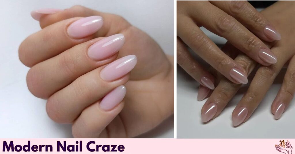 Glowy Natural Almond Nails
