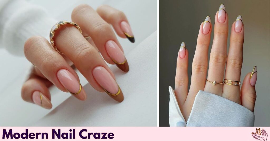Gold Outline French Manicure