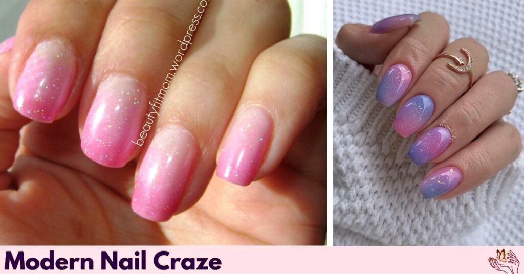 Gradient Pink & Lilac Nails