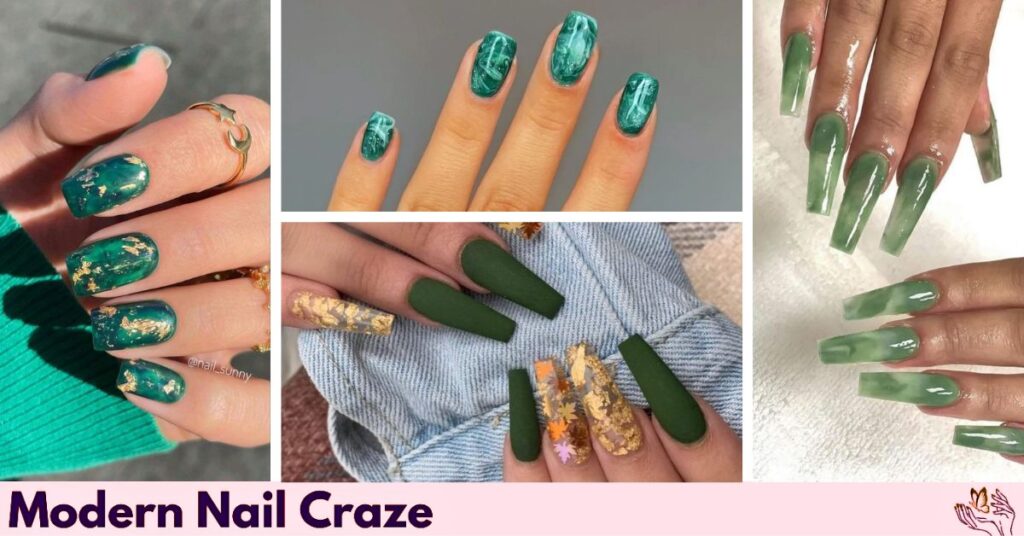 Green Fall Nail Designs 2025